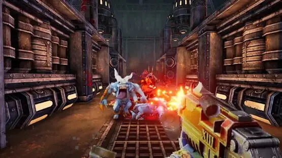 This contains a gameplay image of the game: Screenshot of Warhammer 40,000: Boltgun
