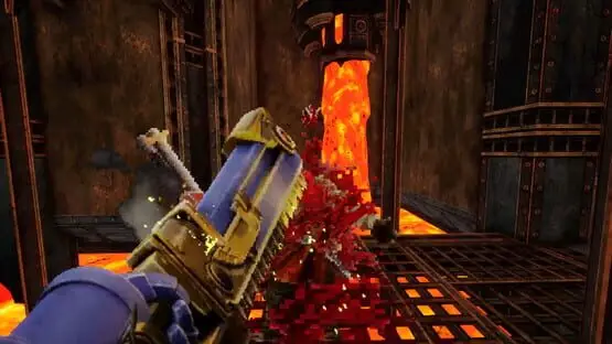 This contains a gameplay image of the game: Screenshot of Warhammer 40,000: Boltgun