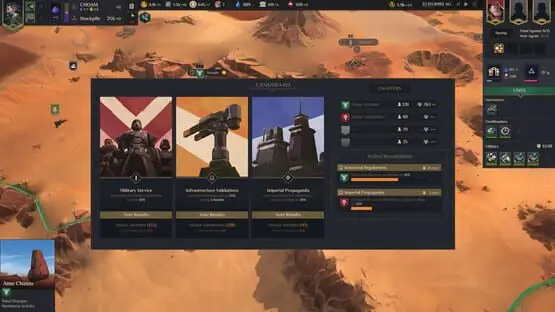 Esto contiene una imagen de juego de: Captura de pantalla de Dune: Spice Wars