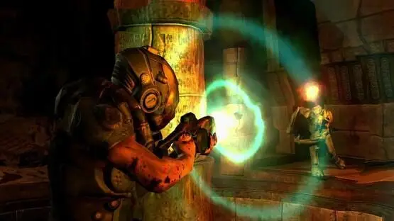 This contains a gameplay image of the game: Screenshot of Doom 3