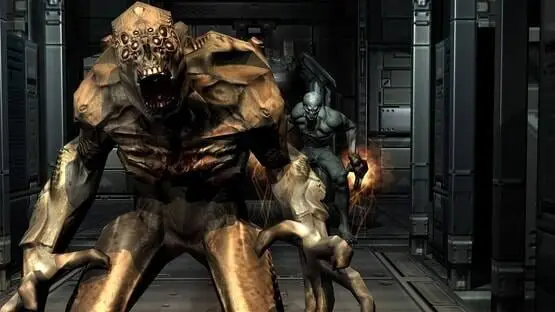 This contains a gameplay image of the game: Screenshot of Doom 3