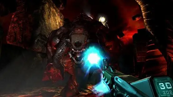 This contains a gameplay image of the game: Screenshot of Doom 3