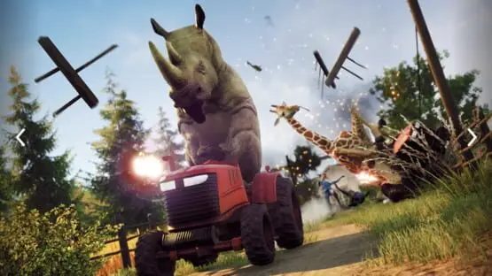 This contains a gameplay image of the game: Screenshot of Goat Simulator 3: Goat in a Box Edition