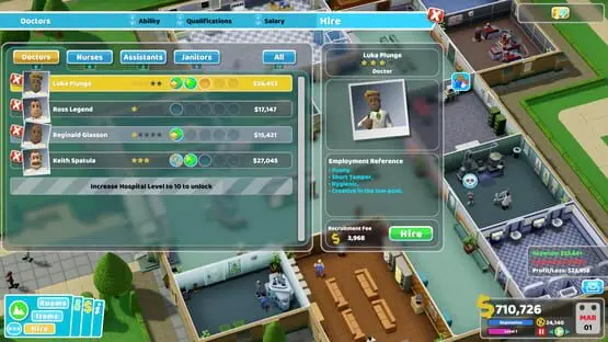 Esto contiene una imagen de juego de: Captura de pantalla de Two Point Hospital