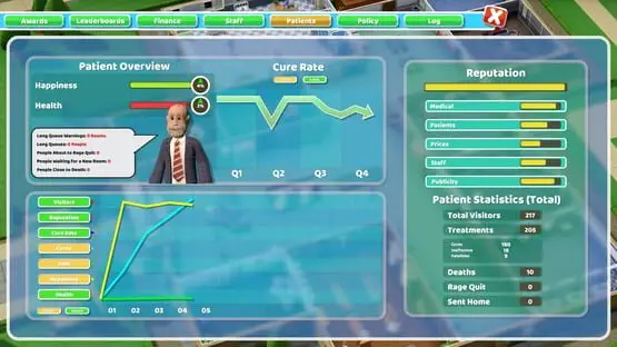 Esto contiene una imagen de juego de: Captura de pantalla de Two Point Hospital