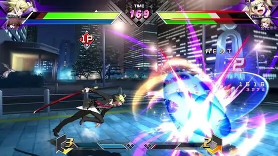 This contains a gameplay image of the game: Screenshot of BlazBlue: Cross Tag Battle - Special Edition