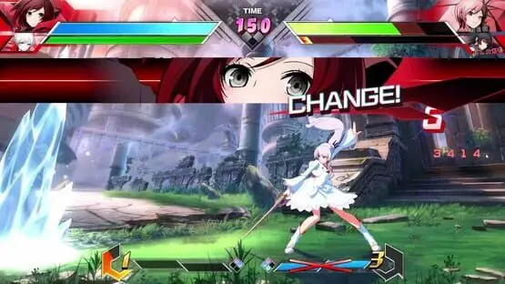 This contains a gameplay image of the game: Screenshot of BlazBlue: Cross Tag Battle - Special Edition