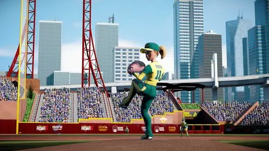 This contains a gameplay image of the game: Screenshot of 2 - Super Mega Baseball 4