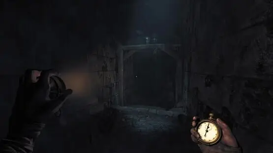 This contains a gameplay image of the game: Screenshot of Amnesia: The Bunker