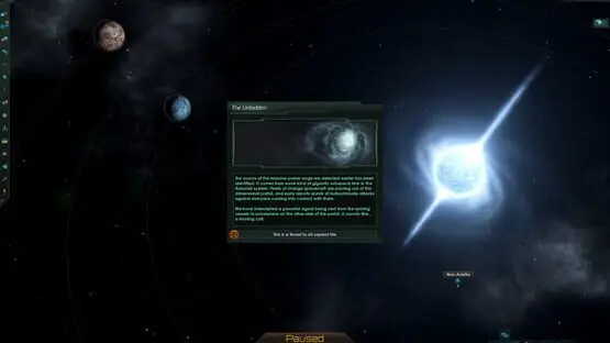 This contains a gameplay image of the game: Screenshot of Stellaris