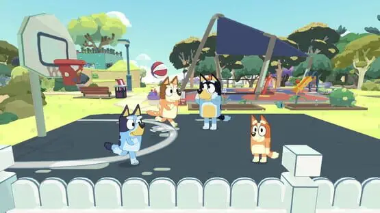 This contains a gameplay image of the game: Screenshot of Bluey: The Videogame