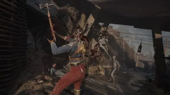 This contains a gameplay image of the game: Screenshot of Flintlock: The Siege of Dawn