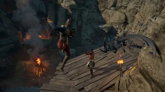 This contains a gameplay image of the game: Screenshot of Flintlock: The Siege of Dawn