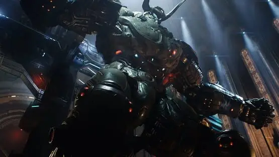 This contains a gameplay image of the game: Screenshot of Doom: The Dark Ages