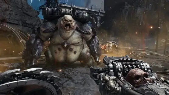 This contains a gameplay image of the game: Screenshot of Doom: The Dark Ages