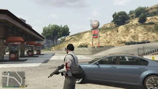 This contains a gameplay image of the game: Screenshot of Grand Theft Auto V
