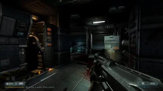 This contains a gameplay image of the game: Screenshot of Doom 3