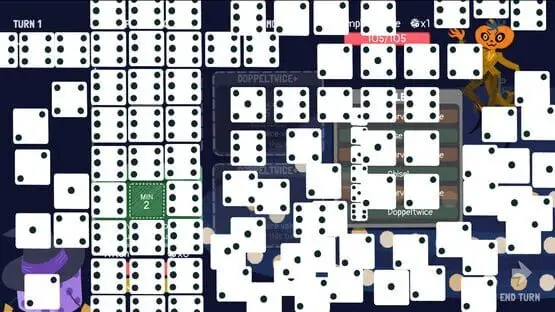 This contains a gameplay image of the game: Screenshot of Dicey Dungeons