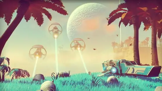 This contains a gameplay image of the game: Screenshot of No Man's Sky