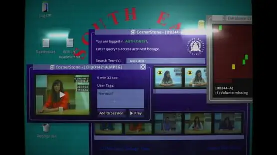 This contains a gameplay image of the game: Screenshot of Her Story