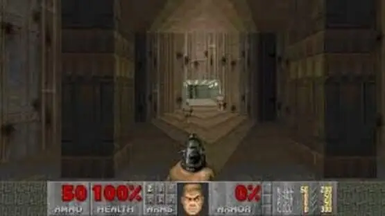 This contains a gameplay image of the game: Screenshot of Doom II: Hell on Earth