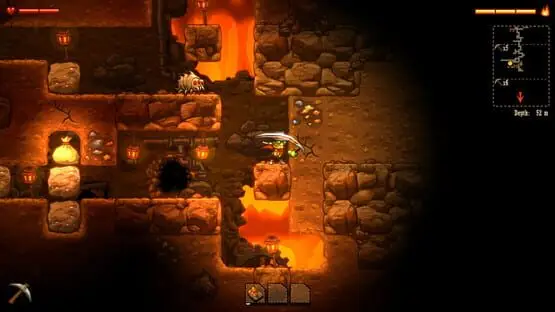 This contains a gameplay image of the game: Screenshot of SteamWorld Dig