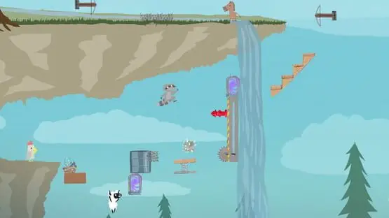 This contains a gameplay image of the game: Screenshot of Ultimate Chicken Horse