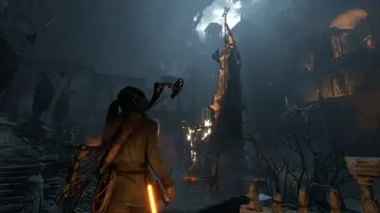 Isso contém uma imagem de jogabilidade do jogo:Captura de tela de Rise of the Tomb Raider