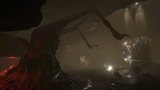 This contains a gameplay image of the game: Screenshot of Scorn