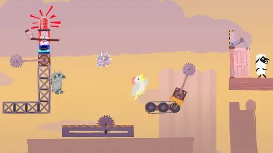 This contains a gameplay image of the game: Screenshot of Ultimate Chicken Horse