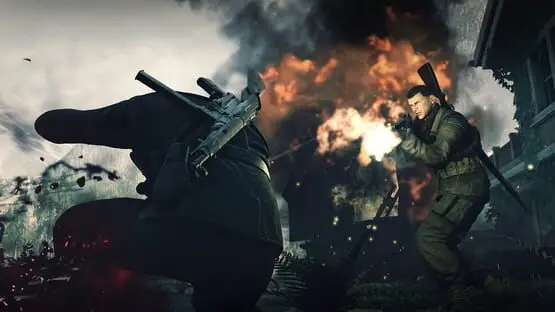 This contains a gameplay image of the game: Screenshot of Sniper Elite 4