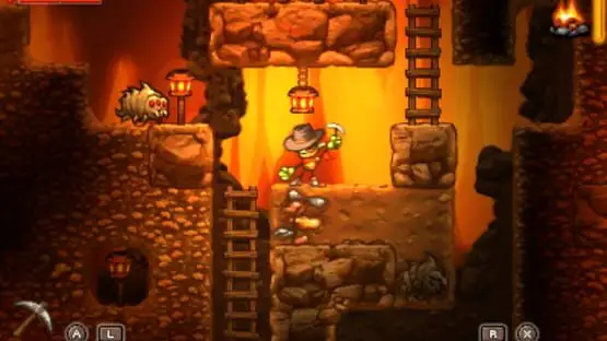 This contains a gameplay image of the game: Screenshot of SteamWorld Dig
