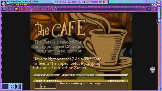 This contains a gameplay image of the game: Screenshot of Hypnospace Outlaw