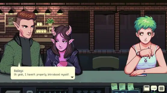 Isso contém uma imagem de jogabilidade do jogo:Captura de tela de Coffee Talk