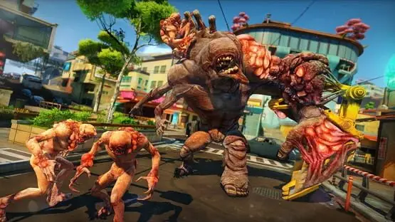 This contains a gameplay image of the game: Screenshot of Sunset Overdrive