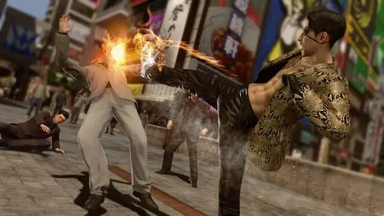 This contains a gameplay image of the game: Screenshot of Yakuza Kiwami 2