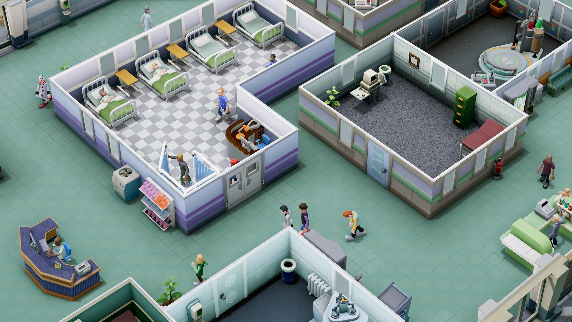 This contains a gameplay image of the game: Screenshot of Two Point Hospital