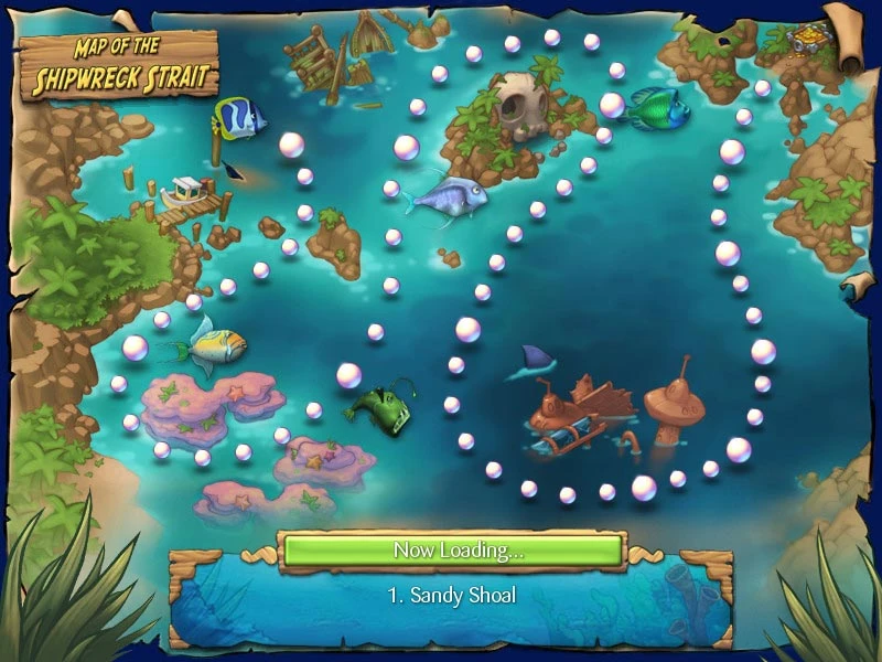 This contains a gameplay image of the game: Screenshot of Feeding Frenzy 2: Shipwreck Showdown