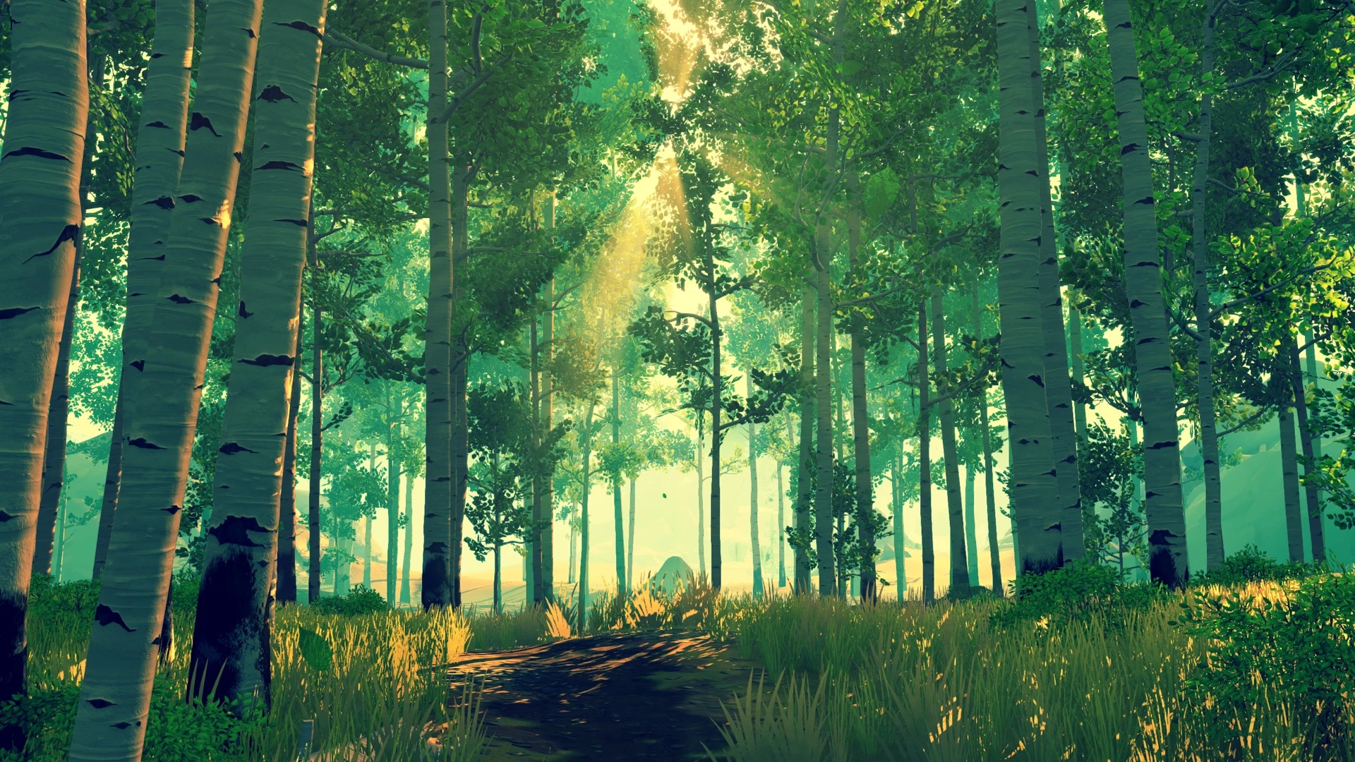 This contains a gameplay image of the game: Screenshot of Firewatch