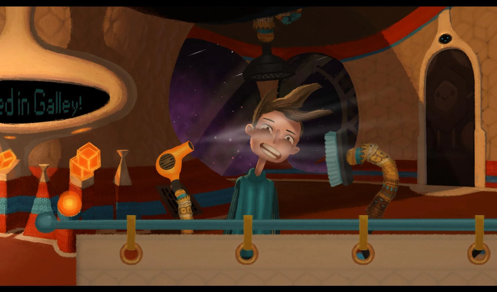 This contains a gameplay image of the game: Screenshot of Broken Age