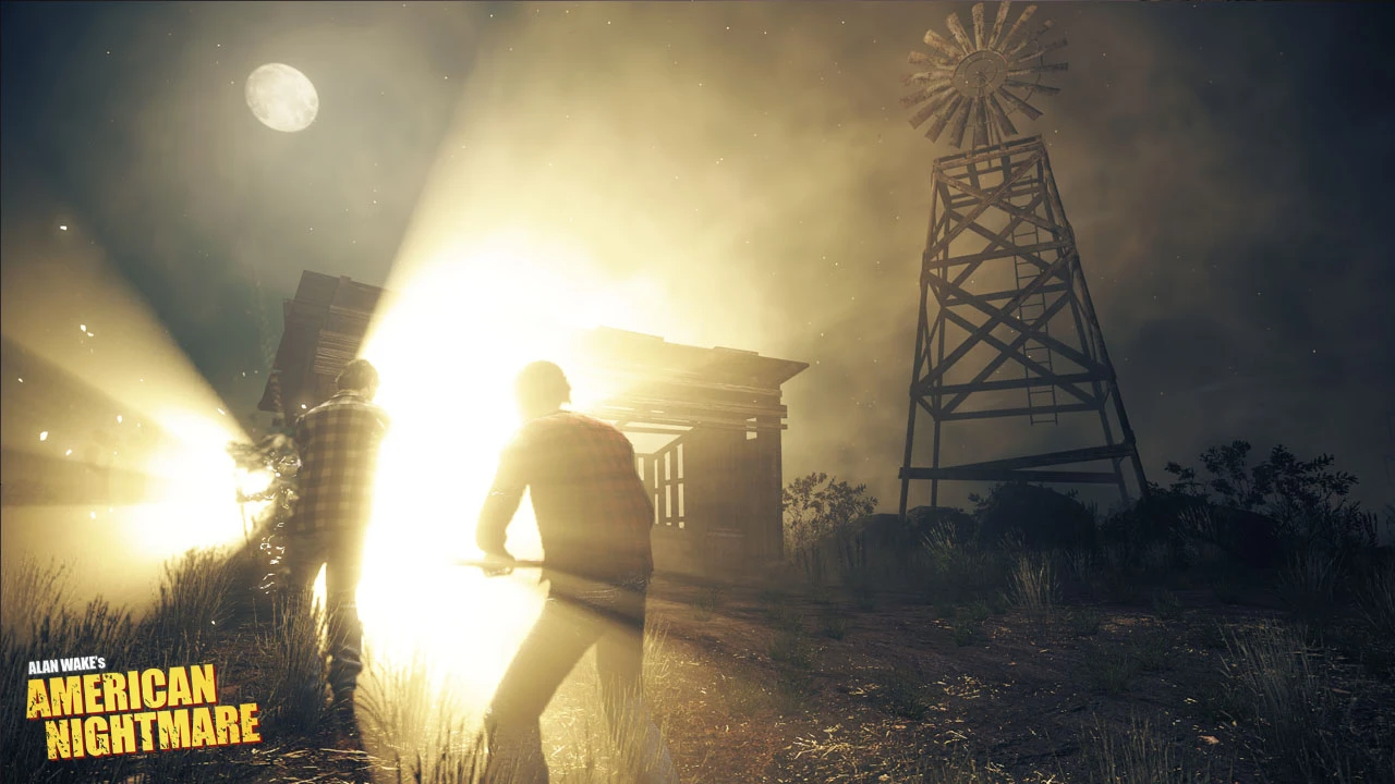 This contains a gameplay image of the game: Screenshot of Alan Wake's American Nightmare