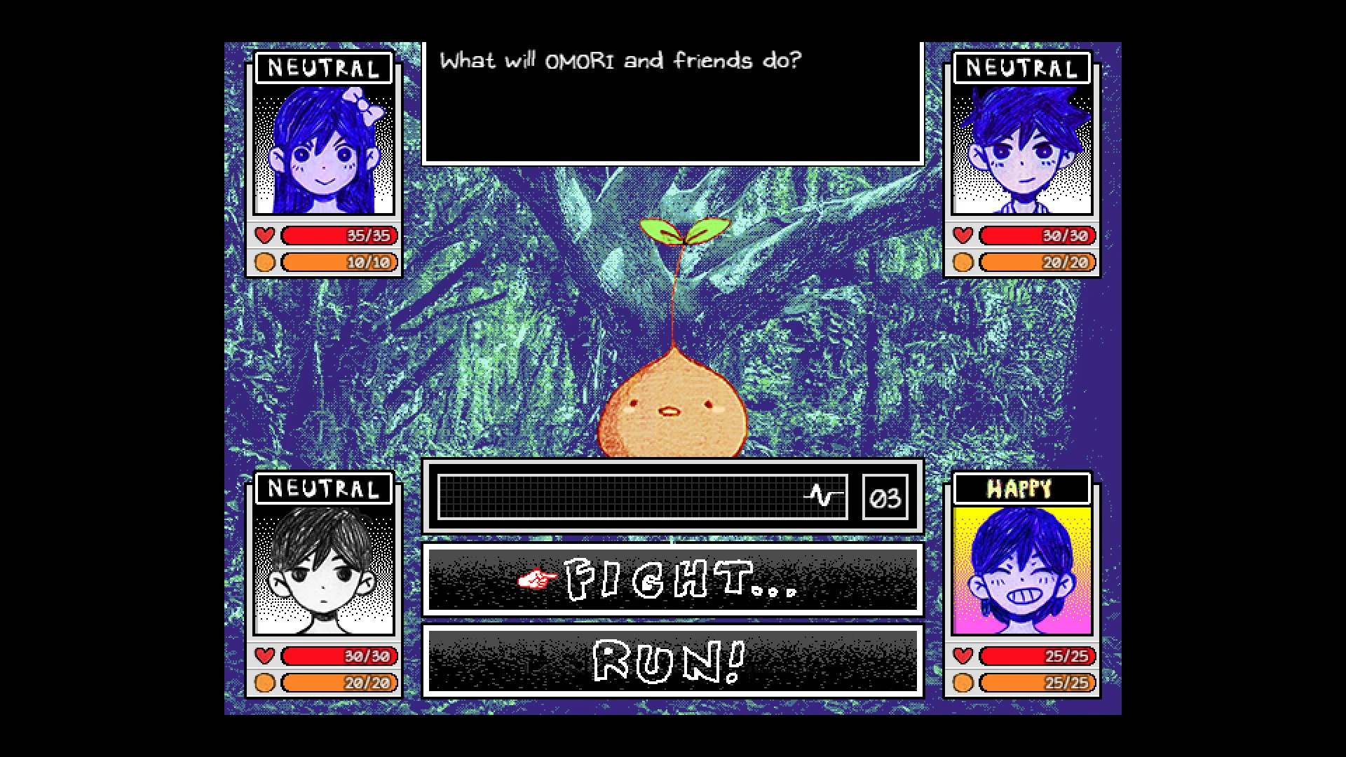 This contains a gameplay image of the game: Screenshot of Omori