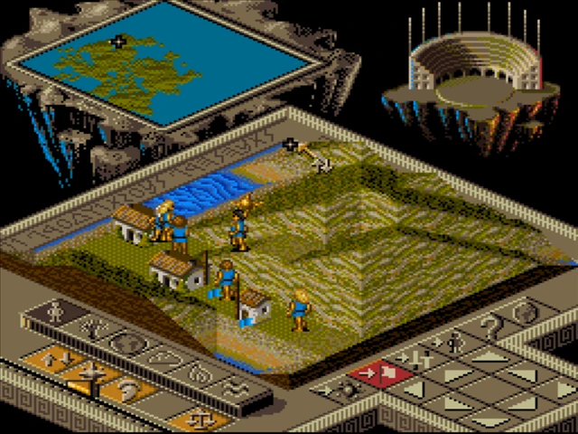 This contains a gameplay image of the game: Screenshot of Populous II: Trials of the Olympian Gods
