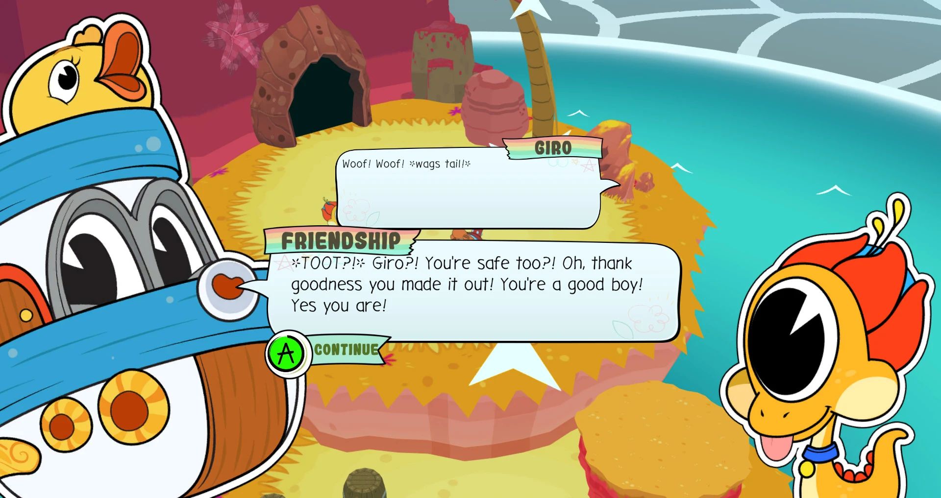 This contains a gameplay image of the game: Screenshot of Rainbow Billy: The Curse of the Leviathan