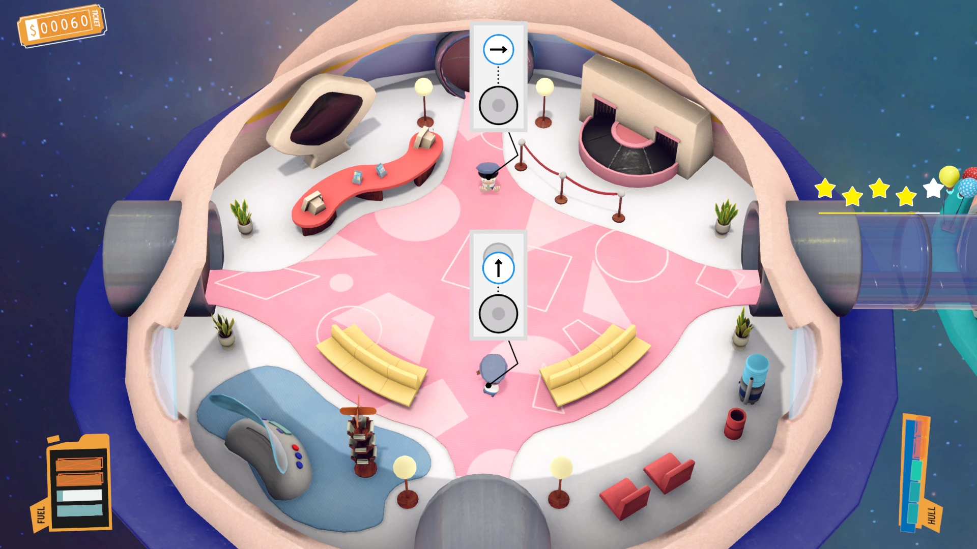 This contains a gameplay image of the game: Screenshot of Spacelines from the Far Out