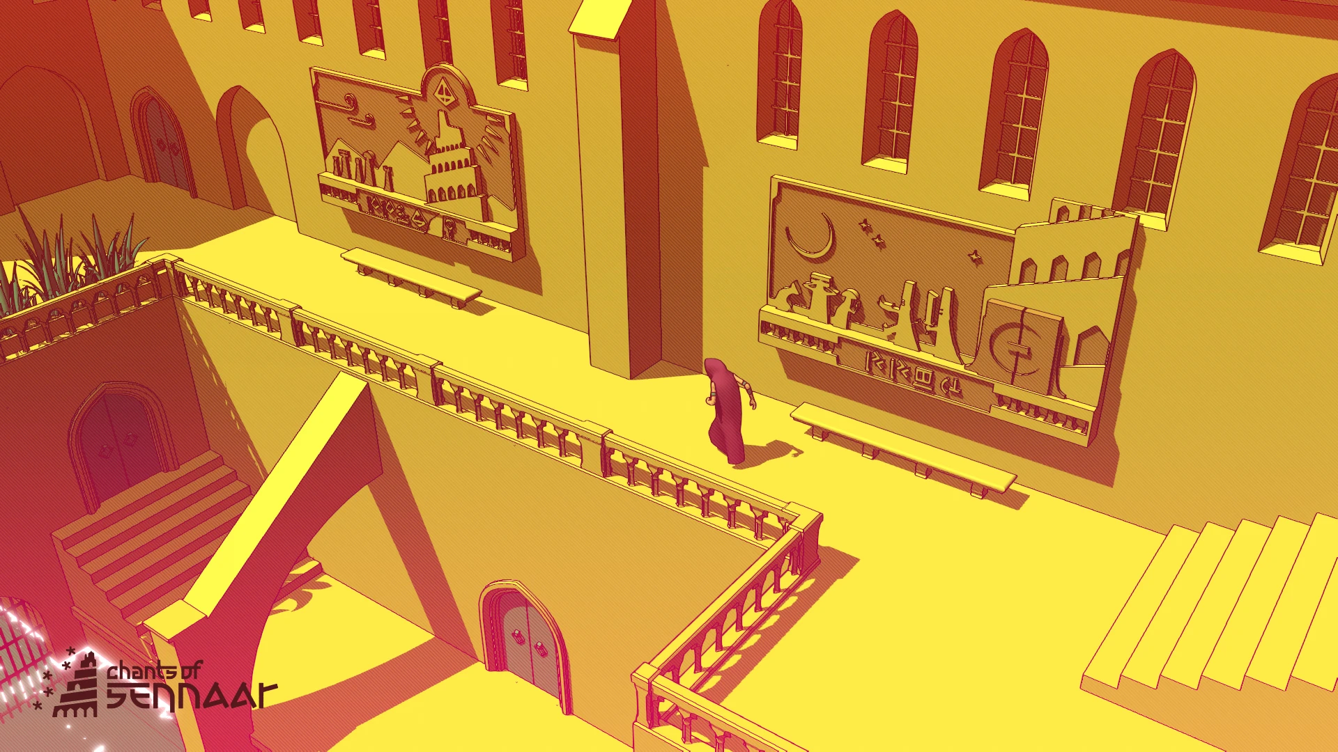 This contains a gameplay image of the game: Screenshot of Chants of Sennaar