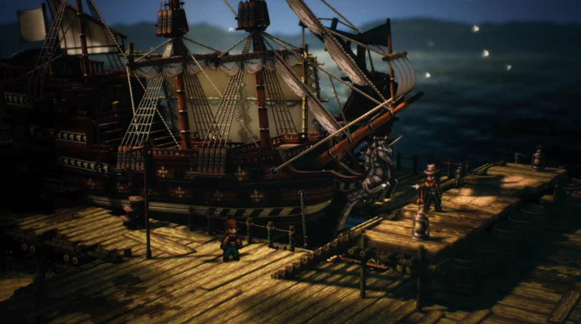 This contains a gameplay image of the game: Screenshot of Octopath Traveler II