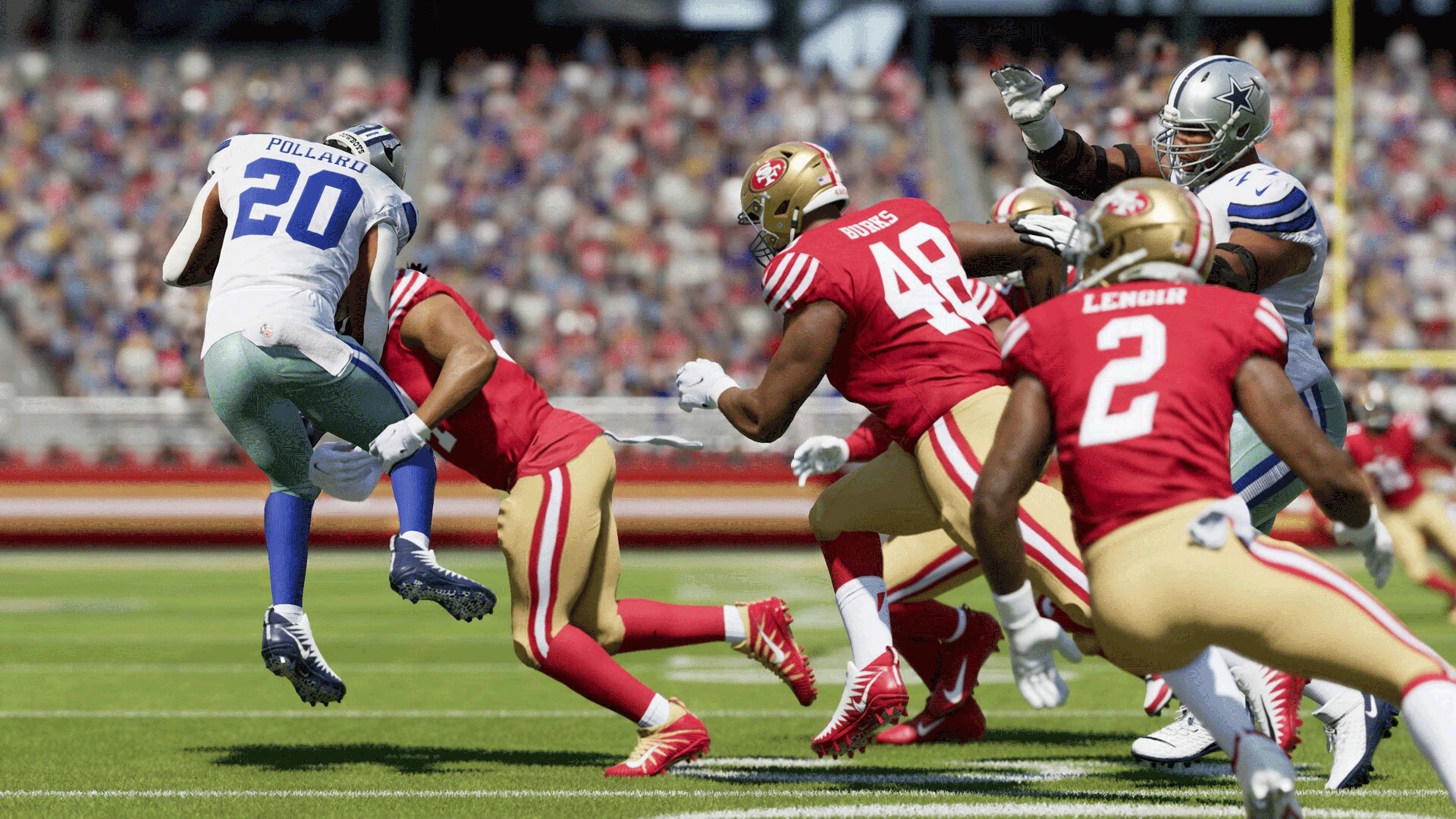 This contains a gameplay image of the game: Screenshot of Madden NFL 24