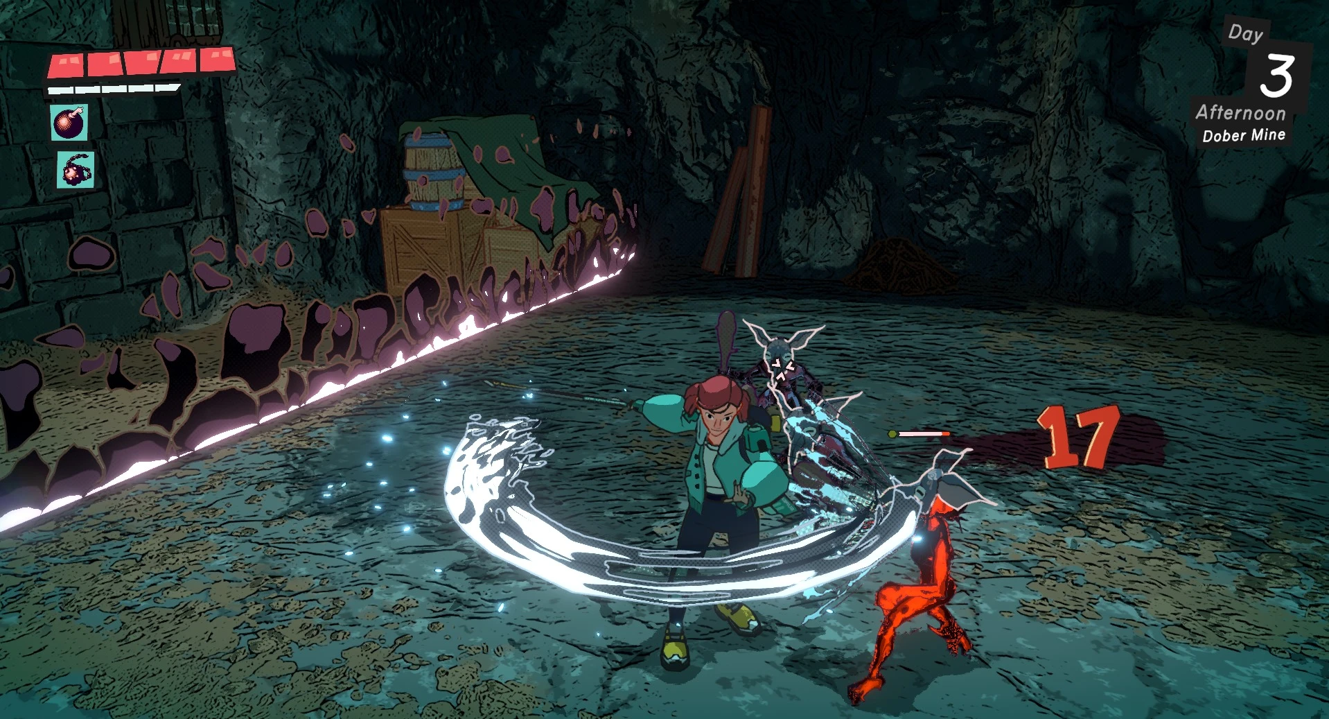 Isso contém uma imagem de jogabilidade do jogo:Captura de tela de Dungeons of Hinterberg