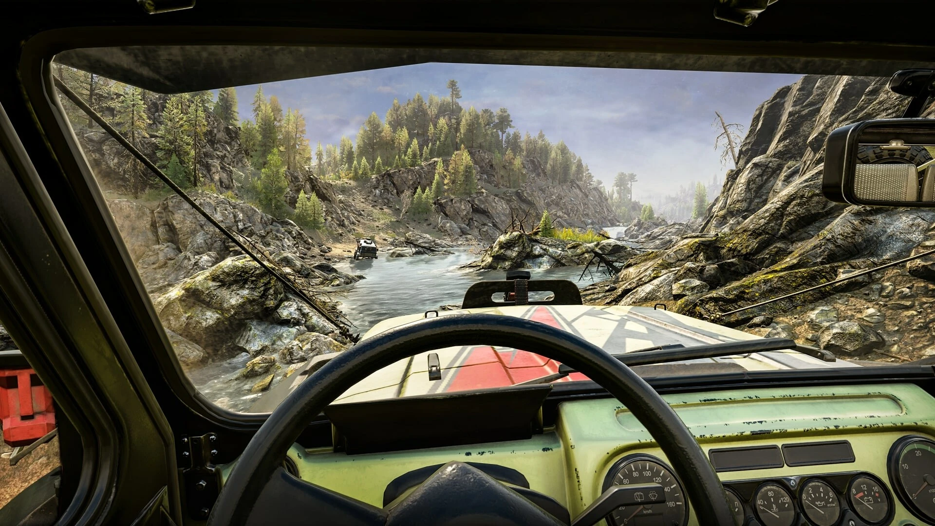 This contains a gameplay image of the game: Screenshot of Expeditions: A MudRunner Game